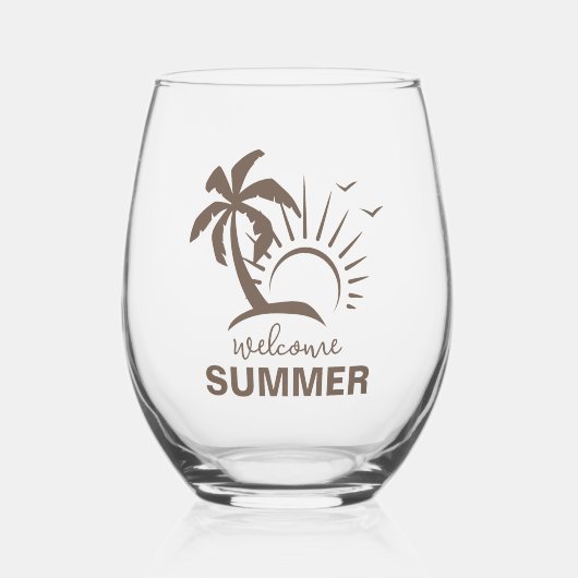 Abstrakte Ästhetik Moderner Sommerstrand Weinglas Ohne Stiel (Vorderseite)