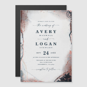 Abstrakte Ätherische Navy Magnetische Hochzeitsein Magnetkarte