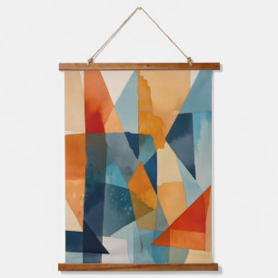 Abstrakte Augen von Blau und Orange Wandteppich Mit Holzrahmen