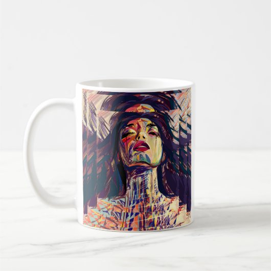 Abstrakte Ausdrucksfrau Kaffeetasse (Links)