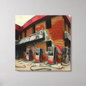 Abstrakte außer Betrieb genommene Tankstelle Kunst Leinwanddruck (Vorderseite)