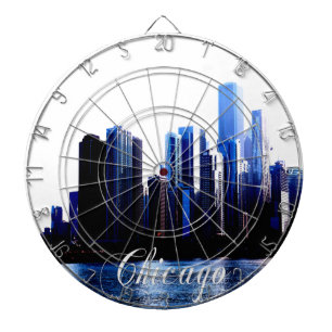 Abstrakte Auswirkungen von Downtown Chicago Dartscheibe
