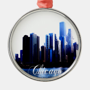 Abstrakte Auswirkungen von Downtown Chicago Ornament Aus Metall
