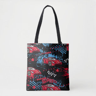 Abstrakte Autos, grungiger kindlicher Muster. Tasche