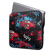 Abstrakte Autos, kindisches Grunge Muster. Laptopschutzhülle (Vorderseite Links)
