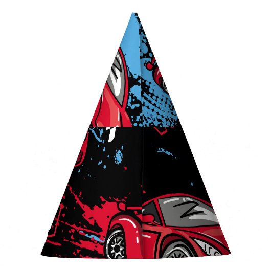 Abstrakte Autos, kindisches Grunge Muster. Partyhütchen (Rückseite)