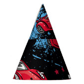 Abstrakte Autos, kindisches Grunge Muster. Partyhütchen (Links)