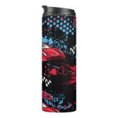 Abstrakte Autos, kindisches Grunge Muster. Thermosbecher (Nach rechts gedreht)