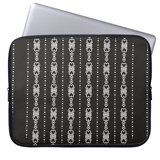 Abstrakte aztec-Herzstruktur Laptopschutzhülle (Vorderseite)