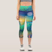 Abstrakte Azure Seascape Capri Leggings (Vorderseite)