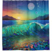 Abstrakte Azure Seascape Duschvorhang (Vorderseite)