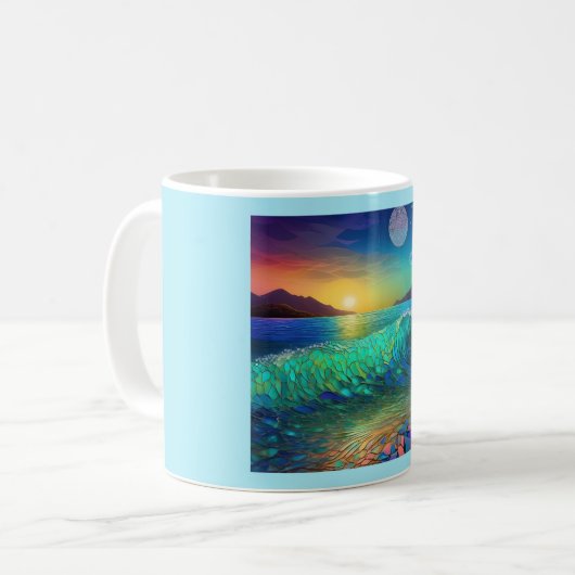 Abstrakte Azure Seascape Kaffeetasse (Vorderseite Links)