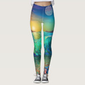 Abstrakte Azure Seascape Leggings (Vorderseite)