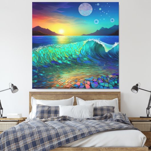 Abstrakte Azure Seascape Leinwanddruck (Insitu (Schlafzimmer))