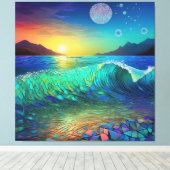 Abstrakte Azure Seascape Leinwanddruck (Insitu (Holzboden))