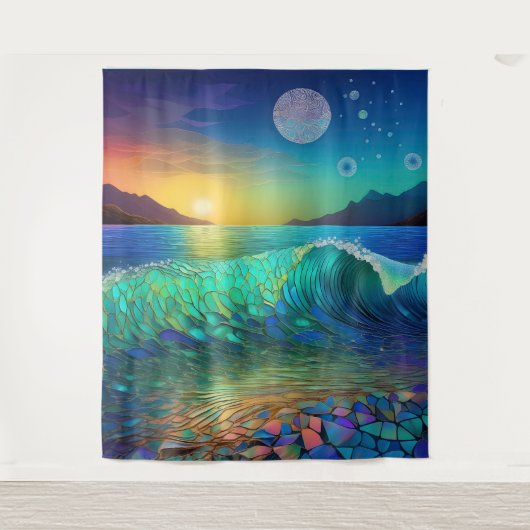 Abstrakte Azure Seascape Wandteppich (Vorderseite)