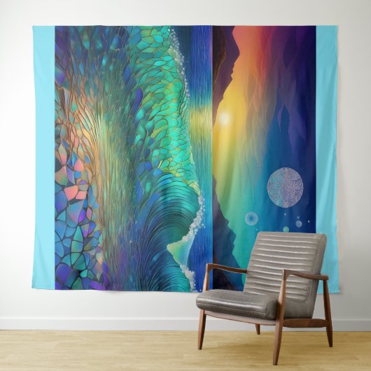 Abstrakte Azure Seascape Wandteppich (Beispiel (Horizontal))