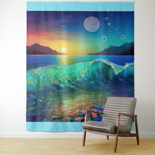 Abstrakte Azure Seascape Wandteppich (Beispiel)