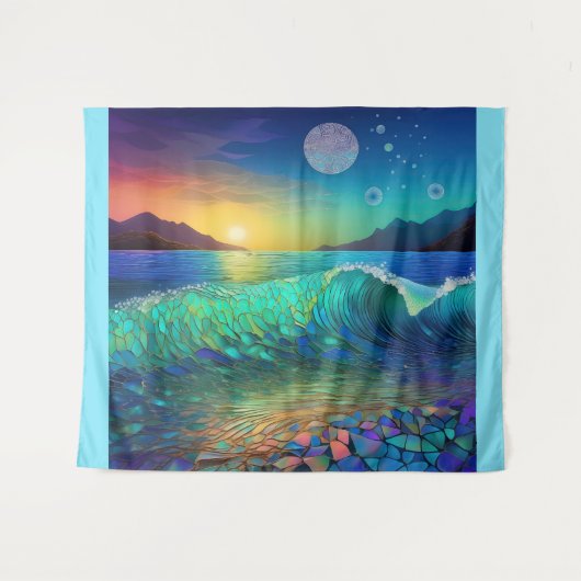 Abstrakte Azure Seascape Wandteppich (Vorderseite (Horizontal))