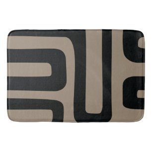 Abstrakte Badematte in Schwarz und Beige