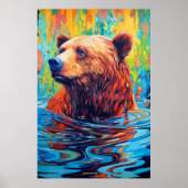 Abstrakte Bärenmalerei Hütte Kunst Poster (Vorne)