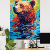 Abstrakte Bärenmalerei Hütte Kunst Poster (Heimbüro)