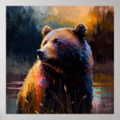 Abstrakte Bärenmalerei Hütte Kunst Poster (Vorne)