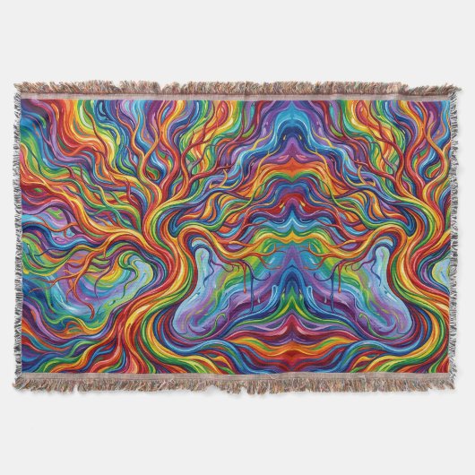 Abstrakte Baum-des-Lebens-Regenbogen-Decken Decke (Vorderseite)