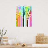 Abstrakte Bäume in mehrfarbigen Pastellen Poster (Küche)