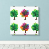 Abstrakte Bäume ummantelte Canvas Leinwanddruck (Insitu (Holzboden))