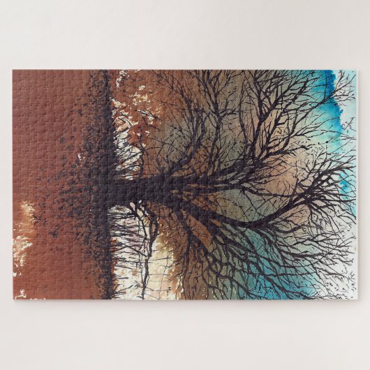 Abstrakte Baumfarbe Aquarell Puzzle (Horizontal)