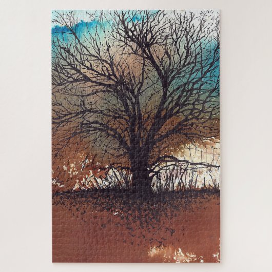 Abstrakte Baumfarbe Aquarell Puzzle (Vertikal)