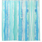 Abstrakte Baumstämme in Blauen und Aqua-Mischungen Duschvorhang (Vorderseite)