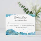 *~* Abstrakte Beach Glitzer Wave Wedding RSVP Antw Karte (Stehend Vorderseite)