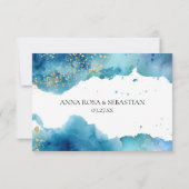 *~* Abstrakte Beach Glitzer Wave Wedding RSVP Antw Karte (Rückseite)
