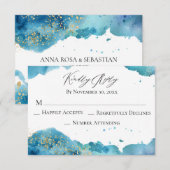 *~* Abstrakte Beach Glitzer Wave Wedding RSVP Antw Karte (Vorne/Hinten)