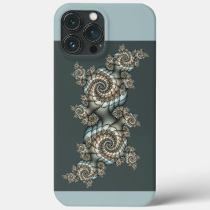 Abstrakte Beige Hellblaue Fraktal-Kunst-Spiralen Case-Mate iPhone Hülle