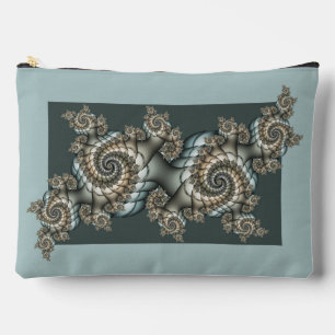 Abstrakte Beige Hellblaue Fraktal-Kunst-Spiralen Zubehörtasche