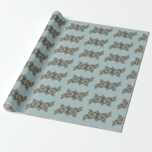 Abstrakte Beige Hellblaue Fraktal-Kunstspiralen Geschenkpapier
