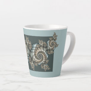 Abstrakte Beige Hellblaue Fraktal-Kunstspiralen Milchtasse
