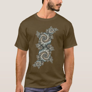 Abstrakte Beige Hellblaue Fraktal-Kunstspiralen T-Shirt