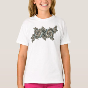 Abstrakte Beige Hellblaue Fraktal-Kunstspiralen T-Shirt
