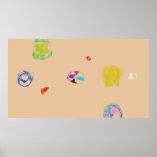 Abstrakte beige Objekte einfache Zeichnung Poster
