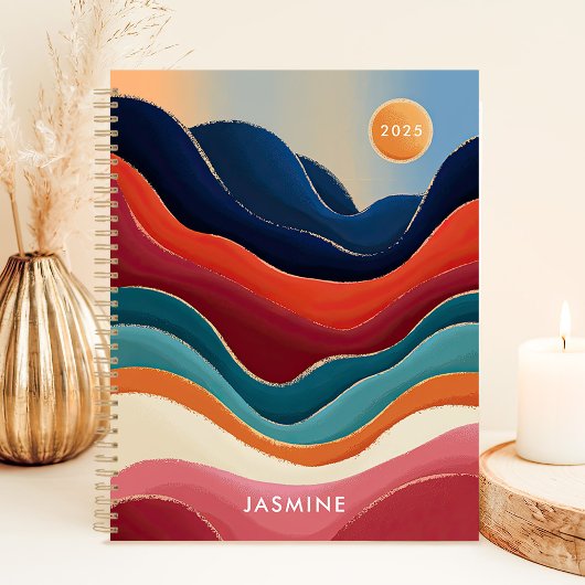 Abstrakte Berge 2025 Individuelle Name Planer