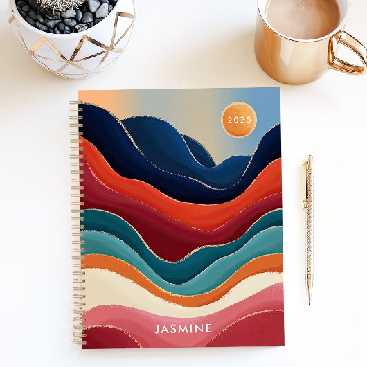 Abstrakte Berge 2025 Individuelle Name Planer