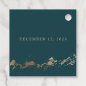 Abstrakte Berge dunkelgrün & goldfarben mit Namen Geschenkanhänger (Rückseite)