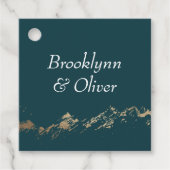 Abstrakte Berge dunkelgrün & goldfarben mit Namen Geschenkanhänger (Vorderseite)