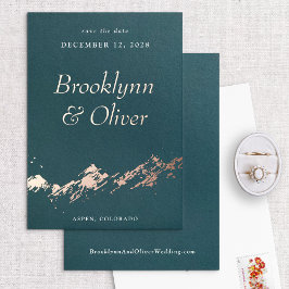 Abstrakte Berge, dunkelgrün und goldfarben Save th Folieneinladung