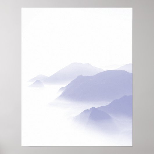 Abstrakte Berge Landschaft Art Periwinkle Weiß Poster (Vorne)