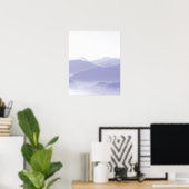 Abstrakte Berge Landschaft Blau Weiß Poster (Heimbüro)